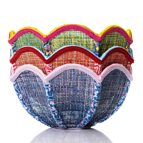 Coloured Rattan Scalloped Tiffany - Pink & Blue