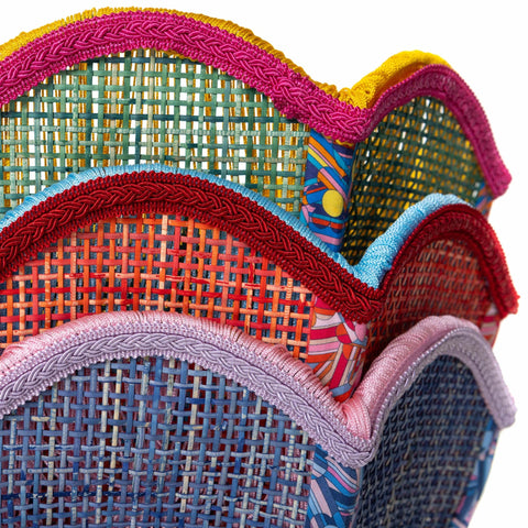Coloured Rattan Scalloped Tiffany - Pink & Blue