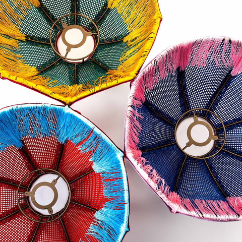 Coloured Rattan Scalloped Tiffany - Pink & Blue