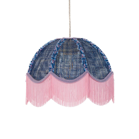 Coloured Rattan Scalloped Tiffany - Pink & Blue