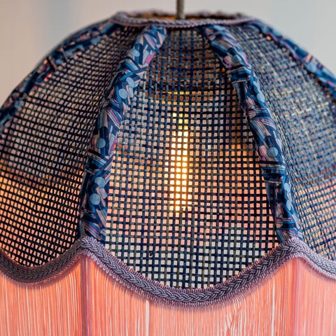 Coloured Rattan Scalloped Tiffany - Pink & Blue