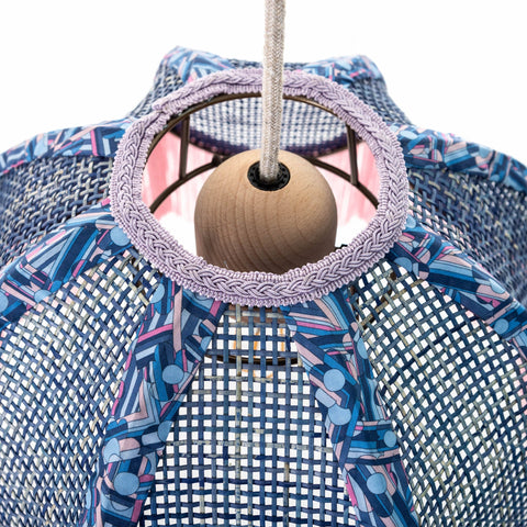 Coloured Rattan Scalloped Tiffany - Pink & Blue