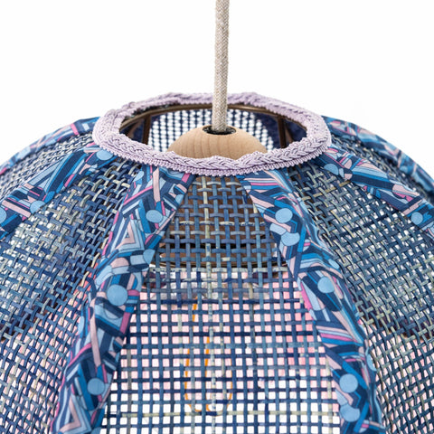 Coloured Rattan Scalloped Tiffany - Pink & Blue