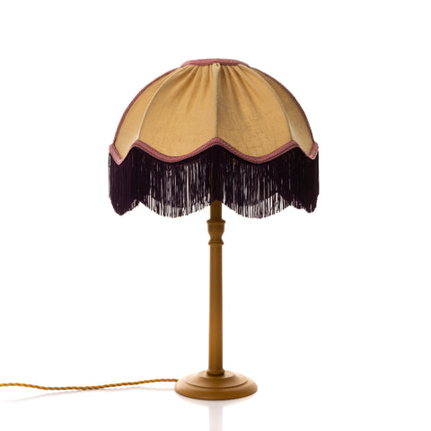 Linen Scalloped Tiffany- Yellow, Aubergine and Dusky Pink