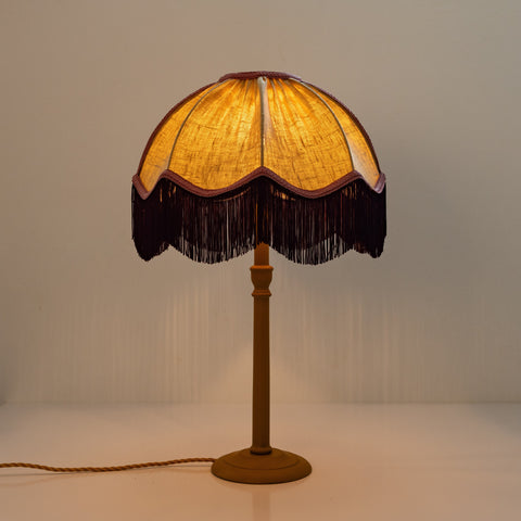 Linen Scalloped Tiffany- Yellow, Aubergine and Dusky Pink