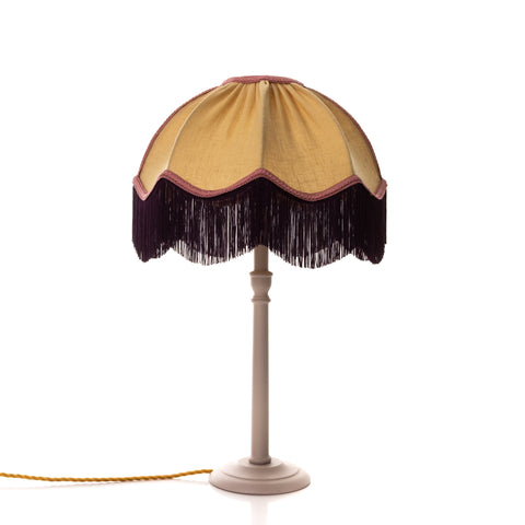 Linen Scalloped Tiffany- Yellow, Aubergine and Dusky Pink