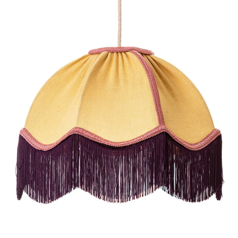 Linen Scalloped Tiffany- Yellow, Aubergine and Dusky Pink