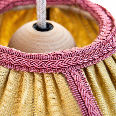 Linen Scalloped Tiffany- Yellow, Aubergine and Dusky Pink