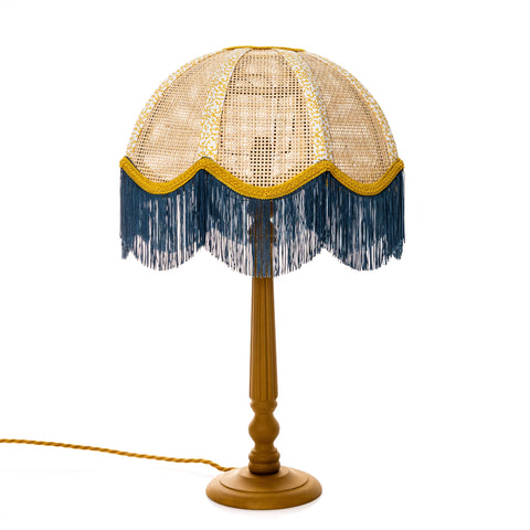 Rattan Scalloped Tiffany - Blue & Yellow