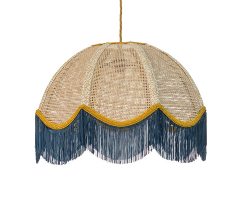 Rattan Scalloped Tiffany - Blue & Yellow