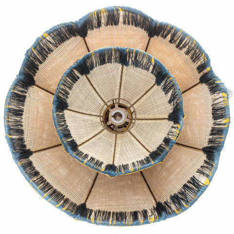 Rattan Scalloped Tiffany - Blue & Yellow