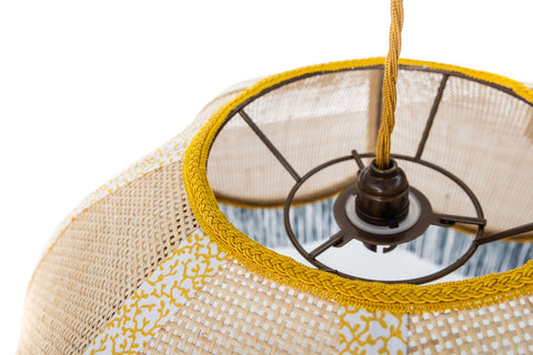 Rattan Scalloped Tiffany - Blue & Yellow