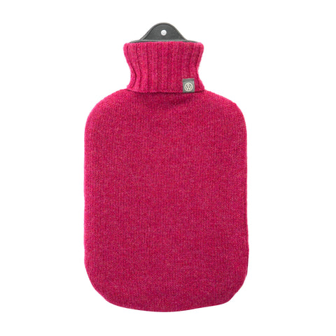 Lambswool Knit Large Block Colour Sustainable Hot Water Bottle Raspberry Pink