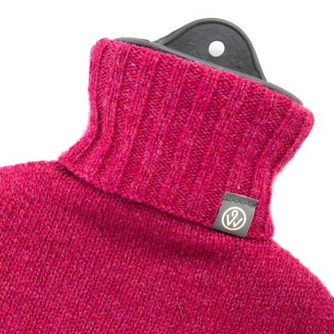 Lambswool Knit Large Block Colour Sustainable Hot Water Bottle Raspberry Pink