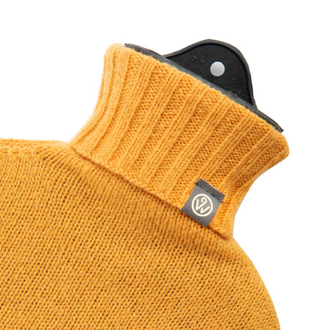 Lambswool Knit Large Block Colour Sustainable Hot Water Bottle Mustard Yellow