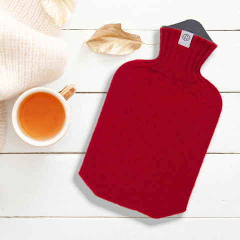 Lambswool Knit Sustainable Hot Water Bottle Mini Red