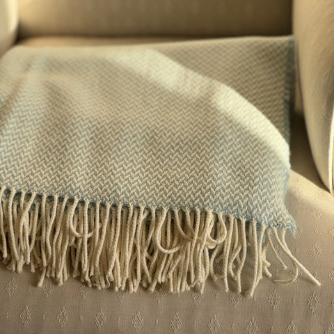 Balintyre Woollen Blanket, Aquamarine - Made Scotland - Made Scotland