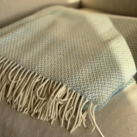 Balintyre Woollen Blanket, Aquamarine - Made Scotland - Made Scotland