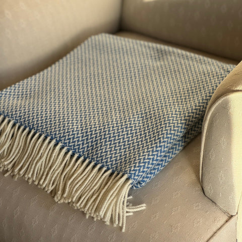 Balintyre Woollen Blanket, Cornflower - Made Scotland - Made Scotland