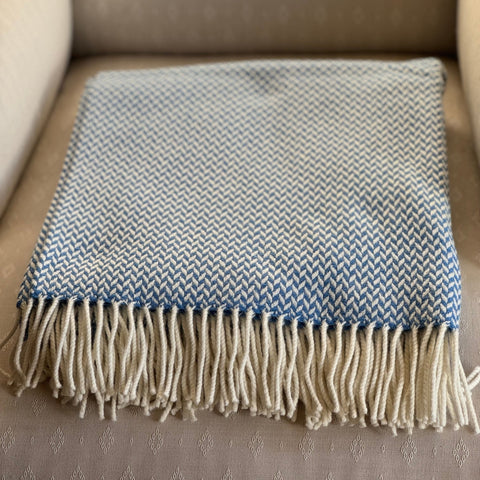 Balintyre Woollen Blanket, Cornflower - Made Scotland - Made Scotland