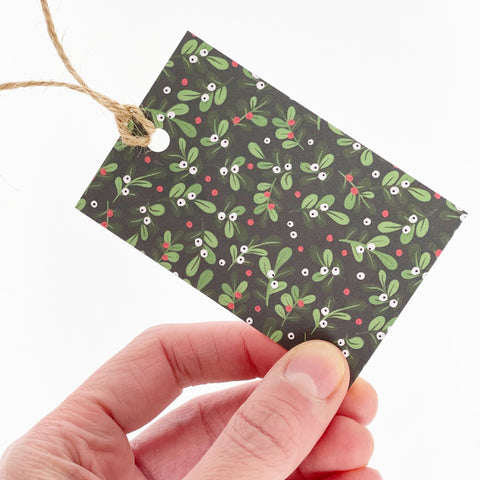 Christmas GREEN Mistletoe Gift Wrap - 1 sheet & 1 tag - Lomond Paper Co - Made Scotland