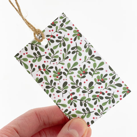 Christmas WHITE Mistletoe Gift Wrap & Tags - 1 sheet & 1 tag - Lomond Paper Co - Made Scotland