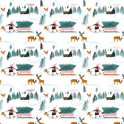 Christmas Winter Scene Gift Wrap & Tags - 1 sheet & 1 tag - Lomond Paper Co - Made Scotland