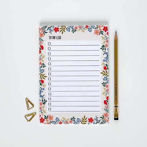 FLORAL To Do List - Notepad - Lomond Paper Co - Made Scotland