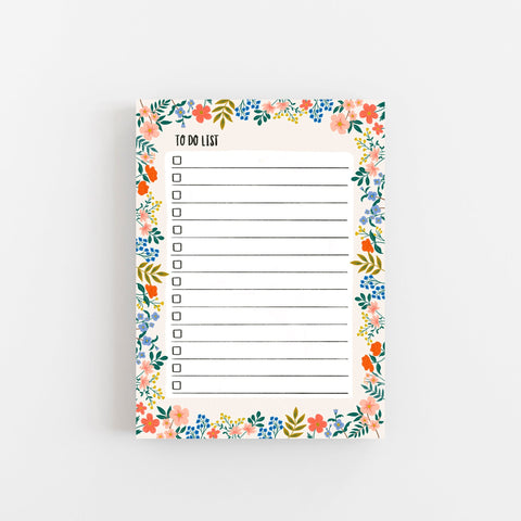 FLORAL To Do List - Notepad - Lomond Paper Co - Made Scotland