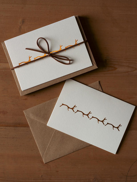 Foil Notecards - Copper Stags - Pack of 8 - The Hunter Press - Made Scotland