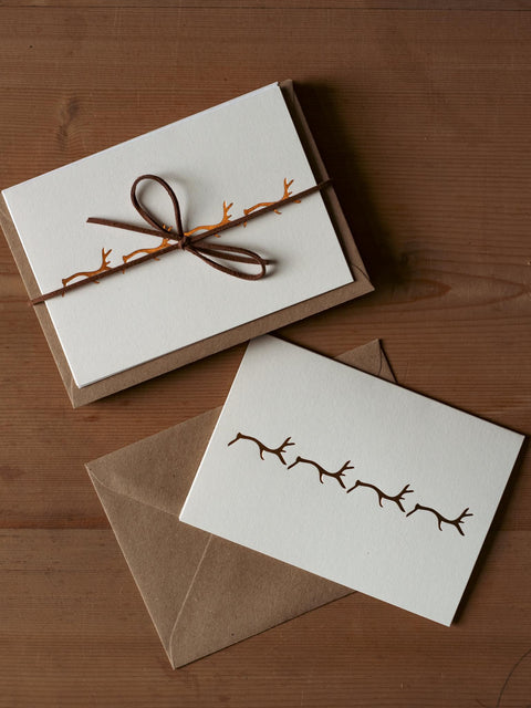 Foil Notecards - Copper Stags - Pack of 8 - The Hunter Press - Made Scotland
