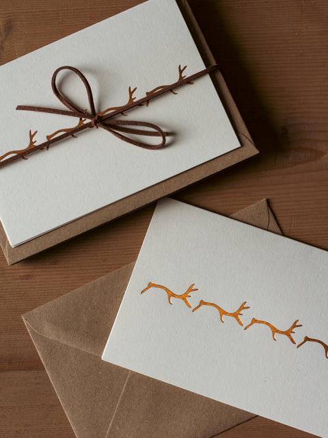 Foil Notecards - Copper Stags - Pack of 8 - The Hunter Press - Made Scotland