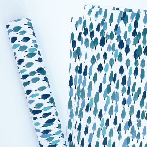 Forest Green Christmas Recyclable Wrapping Paper Set - AQUA Eco Friendly Gift Wrap and Tags - 1 sheet & 1 tag - Lomond Paper Co - Made Scotland