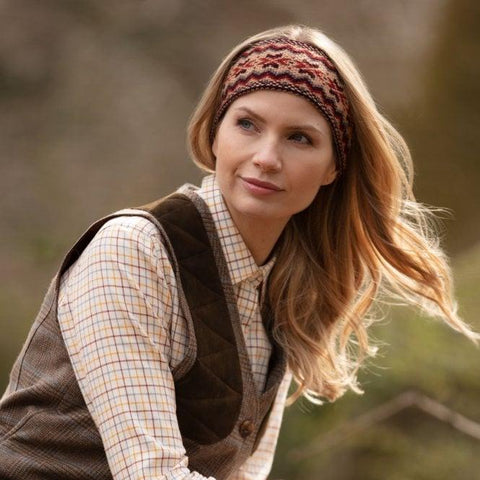 Ladies Fairisle Headband - Chestnut - House of Cheviot - Made Scotland