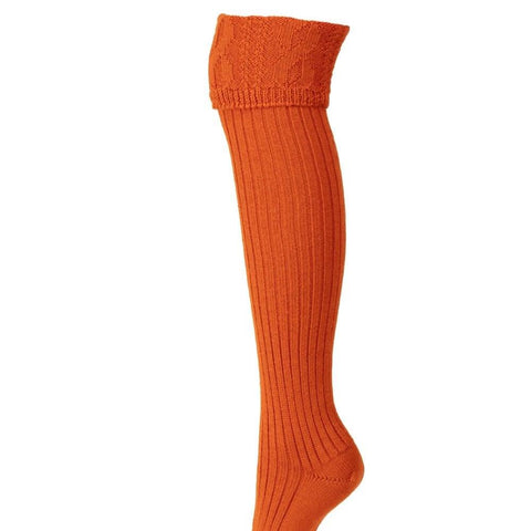 Ladies Glenmore Socks - Burnt Orange - House of Cheviot - Made Scotland