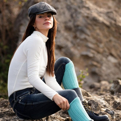 Ladies Knee High Socks - Salmon - House of Cheviot - Made Scotland