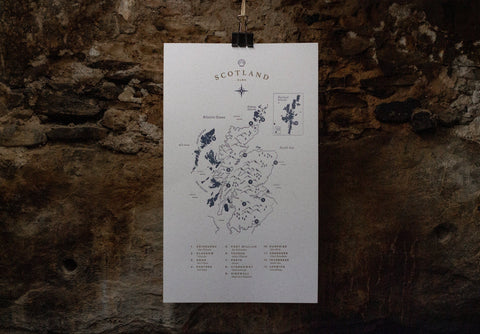 Letterpress Scotland Map - The Hunter Press - Made Scotland