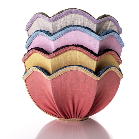 Linen Scalloped Tiffany - Dusky Pink, Blue and Beige - Small - Amanda Wells - Made Scotland