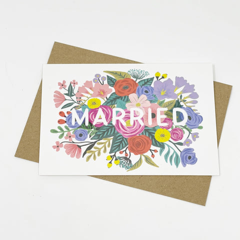 Married Floral Wedding card - Lomond Paper Co - Made Scotland
