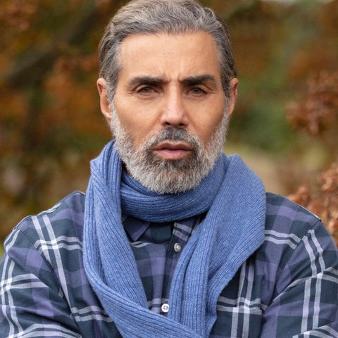 Men's Cashmere Scarf - Burgundy - House of Cheviot - Made Scotland