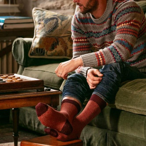 Men's Cullen Socks - Mulberry - House of Cheviot - Made Scotland