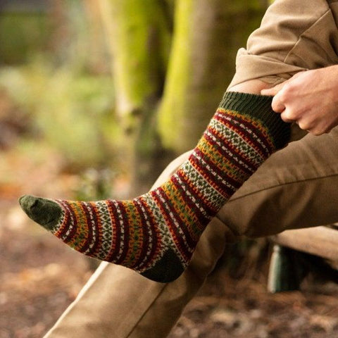Men's Fairisle Socks - Navy - House of Cheviot - Made Scotland