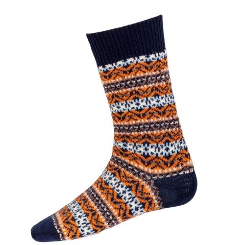 Men's Fairisle Socks - Navy - House of Cheviot - Made Scotland