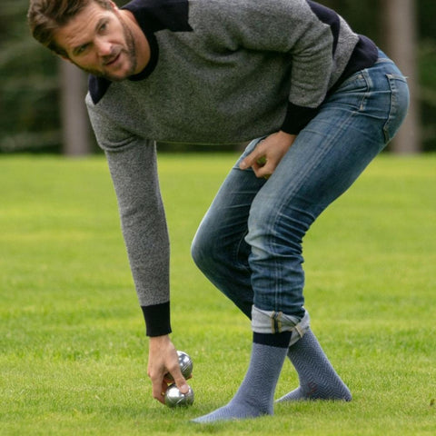 Men's Herringbone Socks - Mulberry - House of Cheviot - Made Scotland