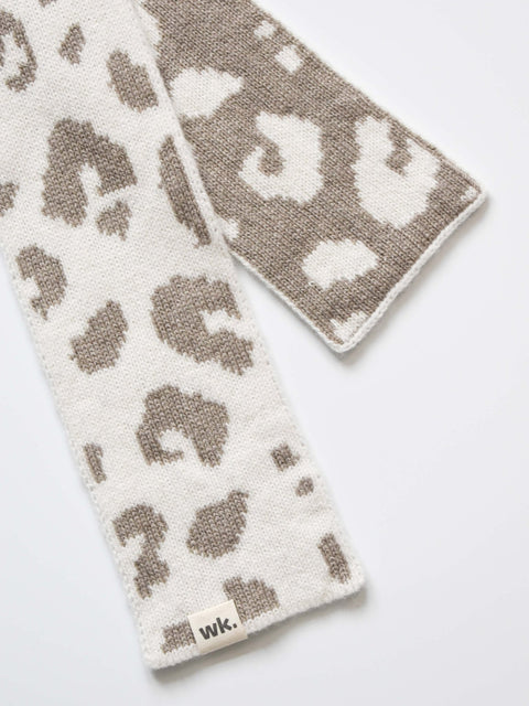 Narrow Leopard Print Scarf - Truffle Brown - Woolkind - Made Scotland