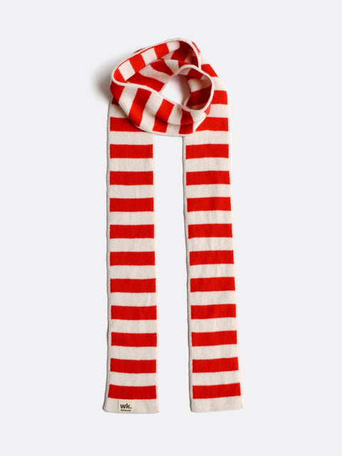 Narrow Stripe Scarf - Fire Red - Woolkind - Made Scotland