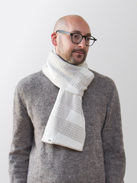 Not a Tartan Scarf - Double Cream & Oatmeal Brown - Woolkind - Made Scotland