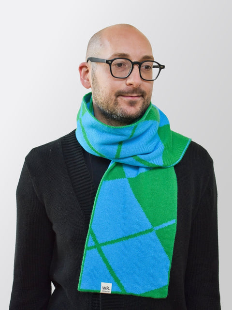 Not an Argyle Scarf - Skye Blue & Field Green - Woolkind - Made Scotland