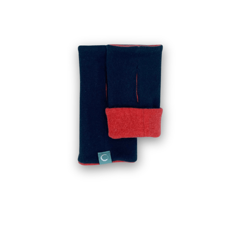 Recycled Cashmere Gloves | Women - Denim Blue & Grey - Cashmere Circle - Made Scotland