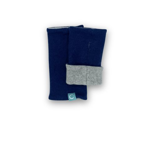 Recycled Cashmere Gloves | Women - Denim Blue & Grey - Cashmere Circle - Made Scotland